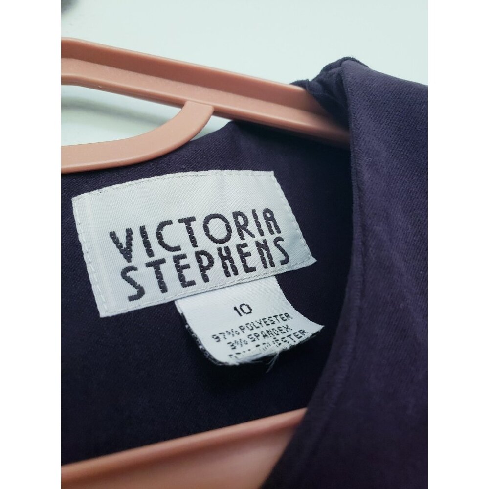 VTG Victoria Stephens Womens 10 Sheath Midi Dress Purple Metal Waist Side Slit - Picture 5 of 5